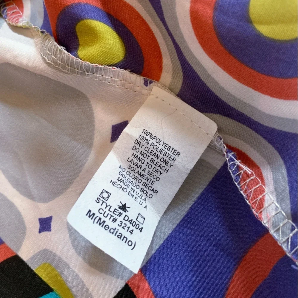 3 for 30 💥 Ventti VTG Satin Strapless Colorful Mini Dress Circus Print Purple - Picture 13 of 16